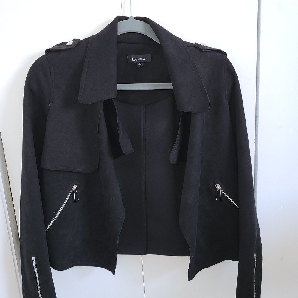 Lea & Viola Faux Black Suede Moto Jacket
